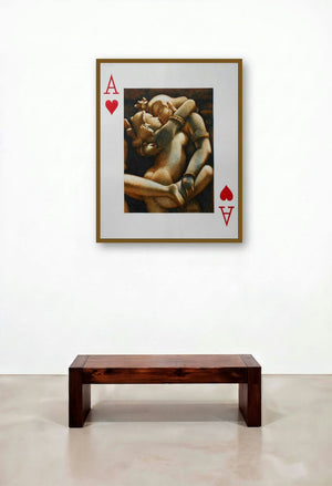 A Lovely Play Card (Ace of Hearts) by artist Sudipta Karmakar displayed in a Minimalist Lounge