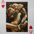 Figurative watercolor painting titled 'A Lovely Play Card', 23x18 inches, by artist Sudipta Karmakar on Paper