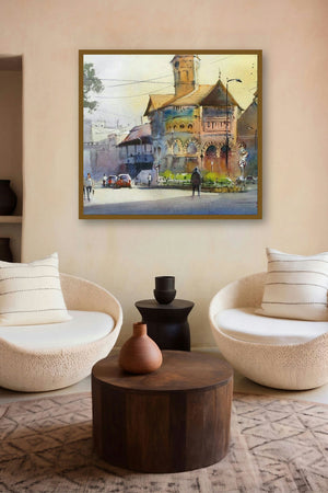 A Market Of Beauty (The Landmark) by artist Gulshan Achari displayed in a Minimalist gallery