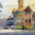 Cityscape watercolor painting titled 'A Market Of Beauty', 18x13 inches, by artist Gulshan Achari on Paper