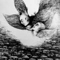 Figurative charcoal painting titled 'A New World A', 27x21 inches, by artist N P Pandey on Paper