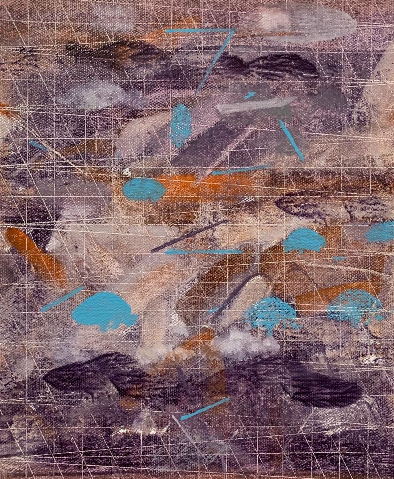 Abstract oil painting titled 'A Romance Of Many Dimension 13', 12x10 inches, by artist Harshit Bondre on Canvas