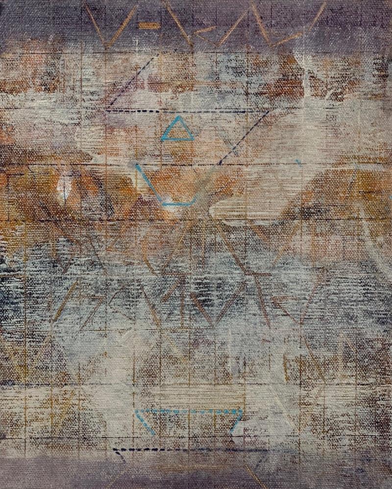 Abstract oil painting titled 'A Romance Of Many Dimension 6', 12x10 inches, by artist Harshit Bondre on Canvas