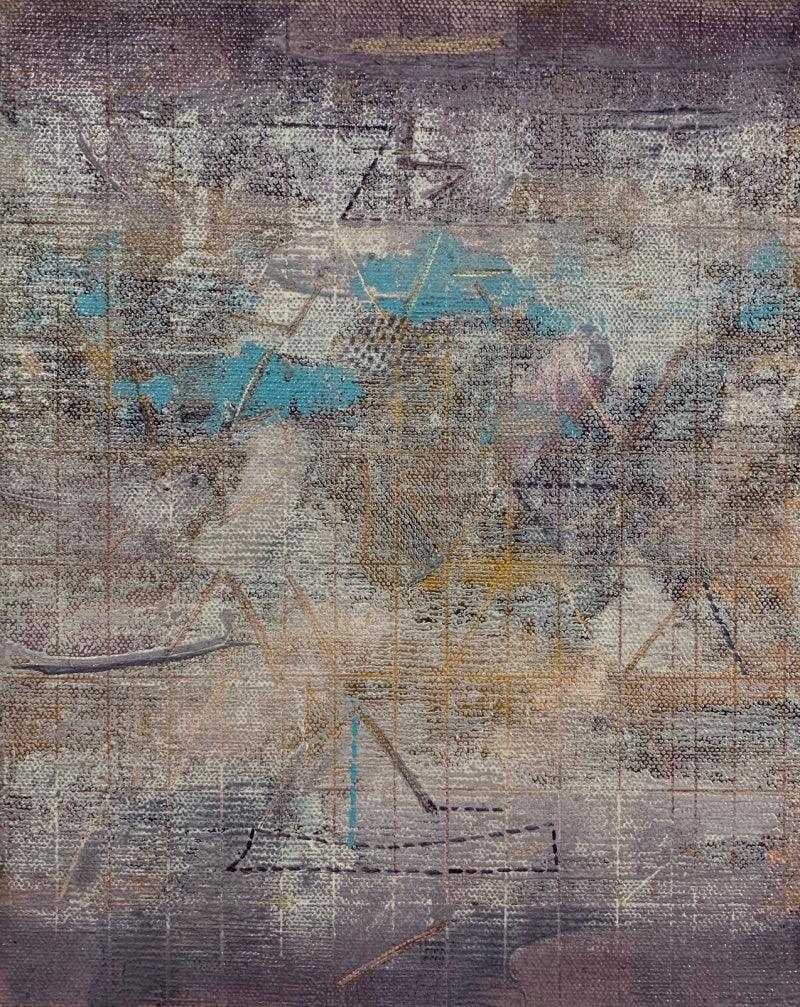 Abstract oil painting titled 'A Romance Of Many Dimension 7', 12x10 inches, by artist Harshit Bondre on Canvas