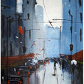 Cityscape watercolor painting titled 'A Streetscape', 11x7 inches, by artist Arunava Ray on Paper