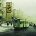 Cityscape watercolor painting titled 'A Sunny Morning', 28x42 inches, by artist Arup Lodh on Fabriano Paper