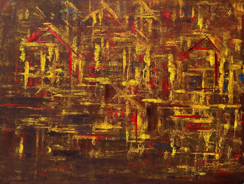 Aakarshan' abstract oil painting by artist Karishma Wadhwa, 12x15 inch, on canvas