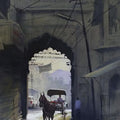 Cityscape watercolor painting titled 'Aarch', 28x22 inches, by artist Kishor Nadavdekar on Paper