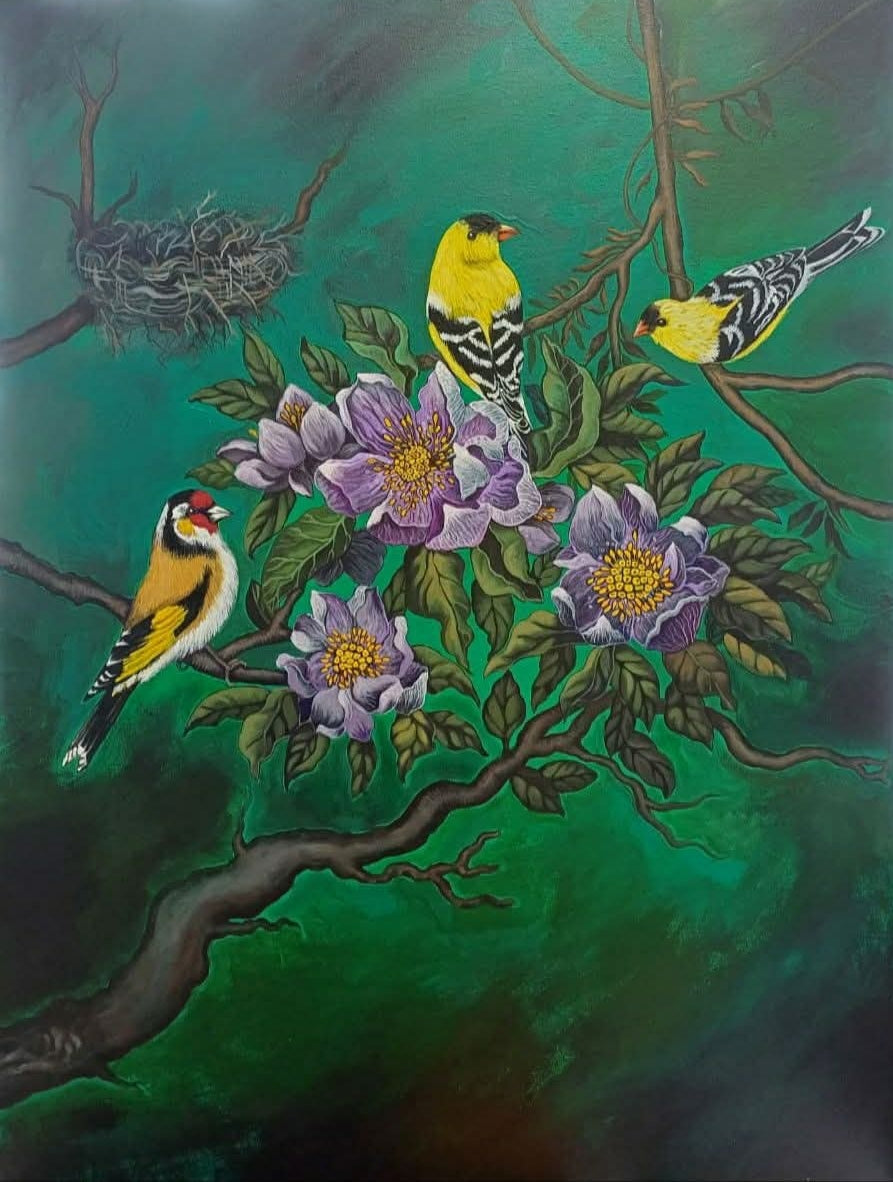 Aasiyana' animals acrylic painting by artist Shyamali Paul, 40x30 inch, on canvas