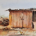 Landscape watercolor painting titled 'Abandonded Shop', 14x11 inches, by artist Vivekanand Viswam on Paper