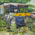 Abandoned' transportation watercolor painting by artist Krishnapada Maity, 55x65 inch, on paper
