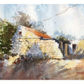 Landscape watercolor painting titled 'Abandoned House', 14x10 inches, by artist Soven Roy on Paper