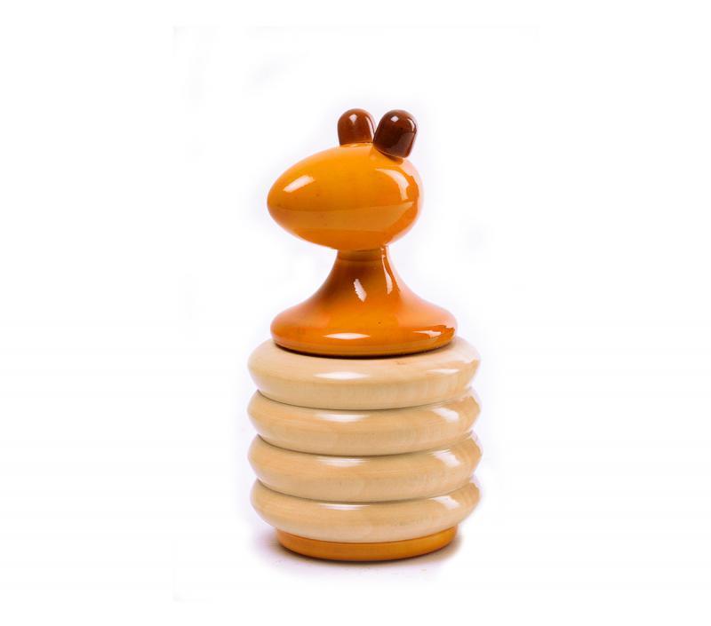 Toys craft titled 'Abbu Wooden Rattle', 4x2x2 inches, by artist Vijay Pathi on wood