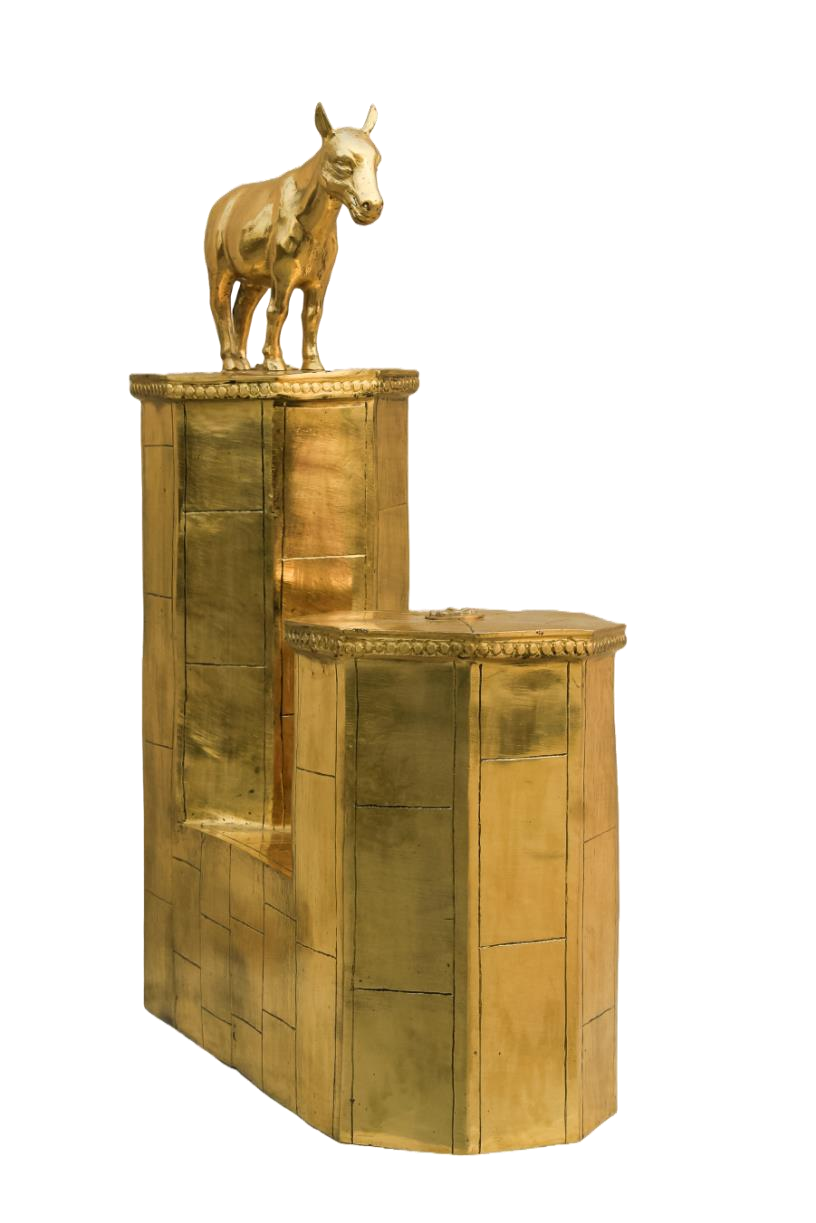 Abhiranjan' contemporary Brass sculpture by artist Rajeev Ranjan, 21x16 inch, on brass