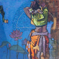 'Abhisarika (Beauty Series)' figurative acrylic painting by artist Varsha Kharatamal, 30x30 inch, on canvas