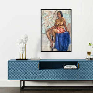 'Absense' painting by Swapnil Pate shown on a wall in a furnished room.