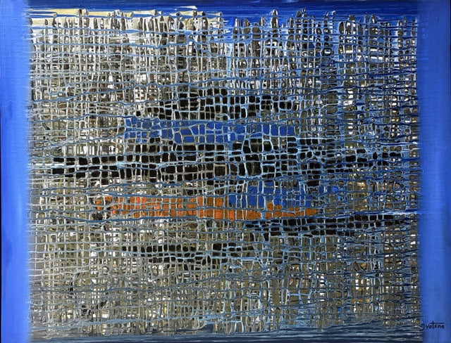 Abstract 11' abstract acrylic painting by artist Jyotsna Sonavane, 29x35 inch, on canvas
