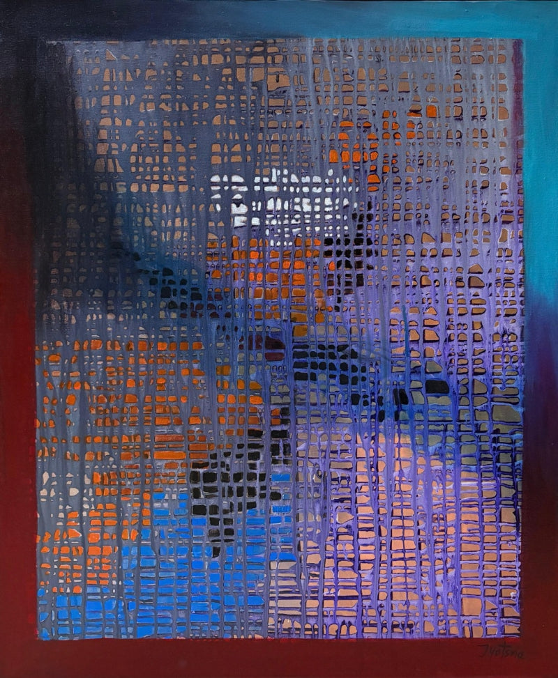 Abstract 15' abstract acrylic painting by artist Jyotsna Sonavane, 35x29 inch, on canvas