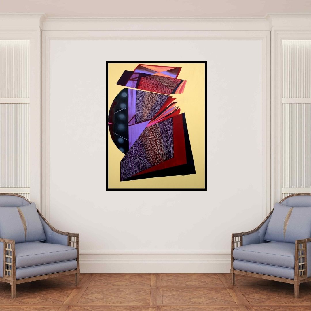 In-situ view of Viidhyasagar Upadhyay's 'Abstract 4 (Geometric Abstraction)' painting in a room