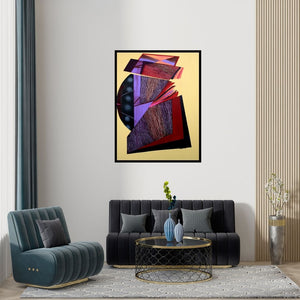 Preview of 'Abstract 4 (Geometric Abstraction)' Painting by Viidhyasagar Upadhyay shown on a wall in a furnished room.
