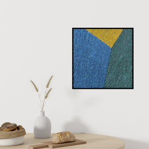 In-situ view of Sandesh Khule's 'Abstract 52 (Interwoven Hues)' painting in a room