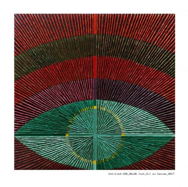 Abstract oil painting titled 'Abstract 55', 36x36 inches, by artist Sandesh Khule on Canvas