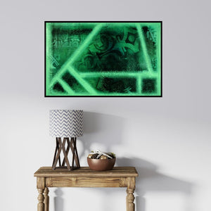 In-situ view of Ram Kasture's 'Abstract 7 (Emergent Forms)' painting in a room