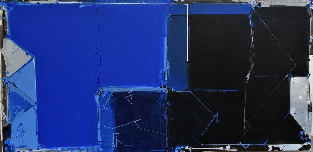 Abstract acrylic painting titled 'Abstract 8', 36x72 inches, by artist Santosh Rathod on Canvas