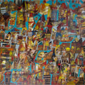'Abstract Banaras 1' abstract acrylic painting by artist Srj Surajit Chakraborty, 49x44 inch, on canvas