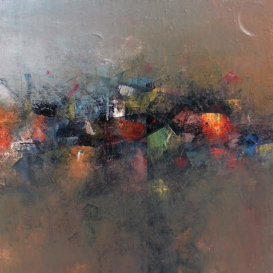 Abstract City View painting by artist M Singh