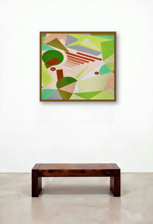 Abstract Expressinism (Interlocking Dimensions) by artist Shivani Garg displayed in a Boutique Hotel Style Executive Office