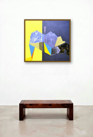 Abstract Expressinism2 (City in Hues) by artist Shivani Garg displayed in a Contemporary Family Room