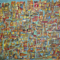 'Abstract Holy City 1' abstract acrylic painting by artist Srj Surajit Chakraborty, 44x49 inch, on canvas