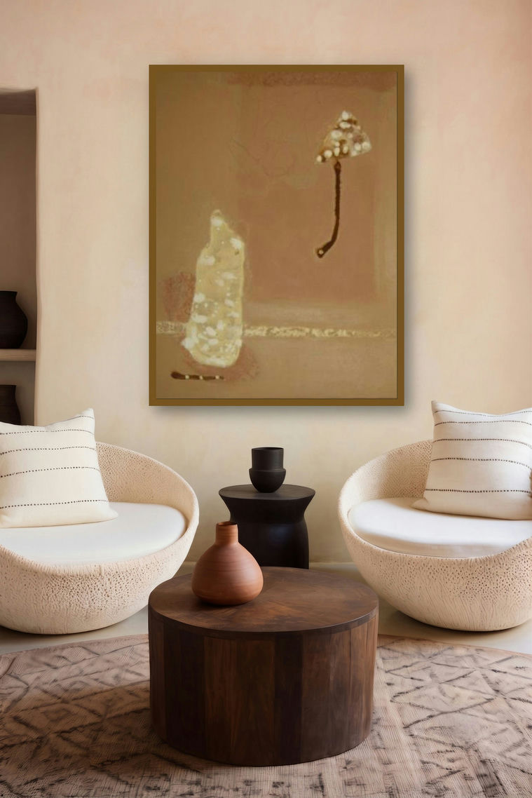 Abstract Ix by artist Veena Jain displayed in a Minimalist gallery