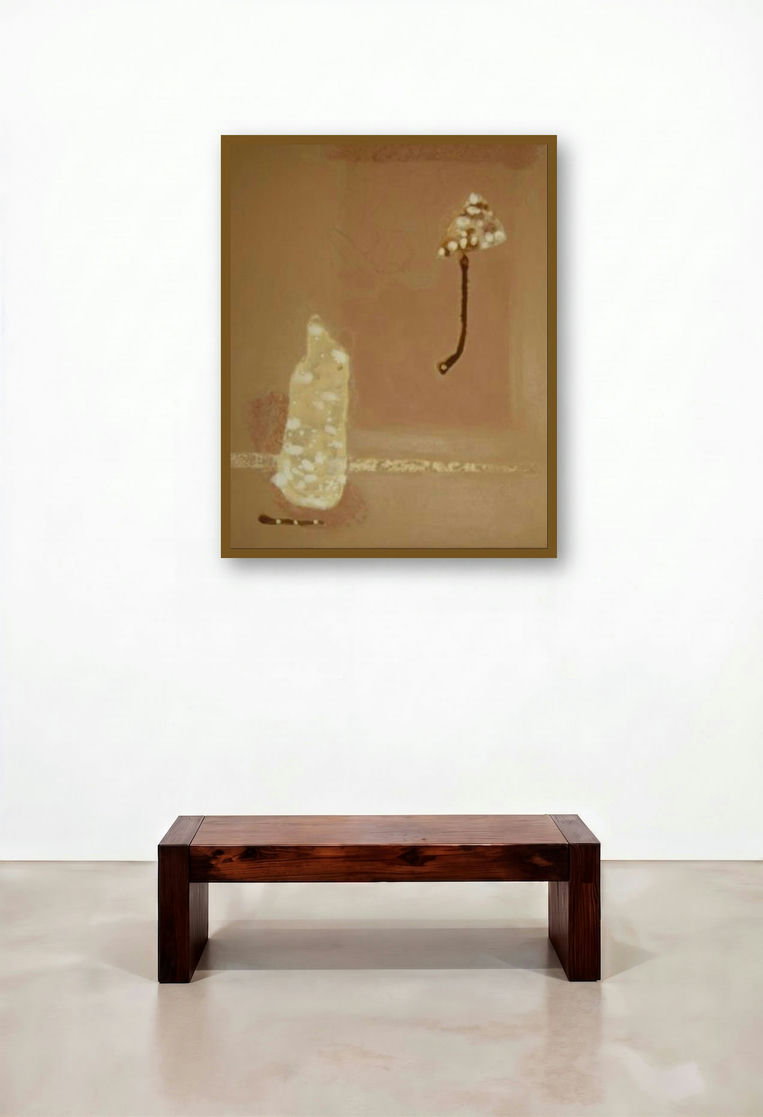 Abstract Ix by artist Veena Jain displayed in a Traditional Executive Office