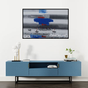 Preview of 'Abstract Landscape 1' Painting by Reba Mandal shown on a wall in a furnished room.