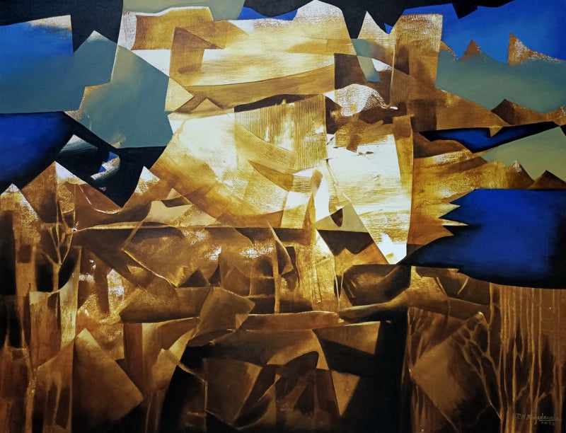 Abstract Landscape 2' abstract acrylic painting by artist Divyesh Bagdawala, 36x48 inch, on canvas