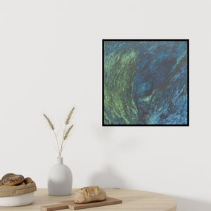 In-situ view of Prakash Bal Joshi's 'Abstraction 2 (Deep Blue Sea)' painting in a room