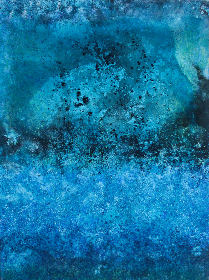 Abyssal Bloom' abstract acrylic painting by artist Dilip Mali, 48x36 inch, on canvas