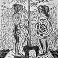 contemporary printmaking titled 'Adam And Eve', 12x10 inches, by artist Sunil Darji on Paper