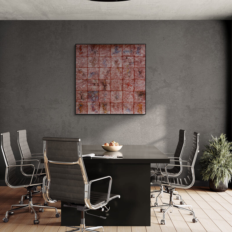 Preview of 'Addiction 5 (Ethereal Forms)' Painting by Jitendra Thorat shown on a wall in a furnished room.