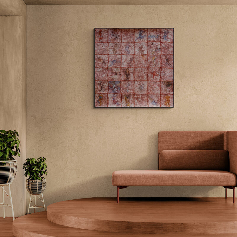 In-situ view of Jitendra Thorat's 'Addiction 5 (Ethereal Forms)' painting in a room