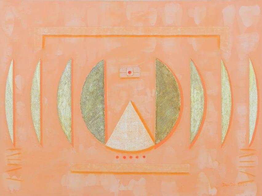 Abstract acrylic painting titled 'Adi Dev', 36x48 inches, by artist Dipa Das on Canvas