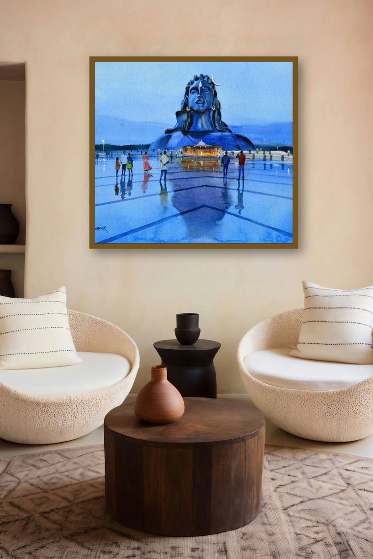 Adiyogi (Adiyogi's Grace) by artist Ramesh Jhawar displayed in a Curated gallery