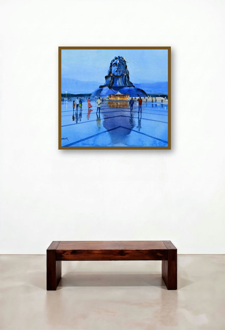 Adiyogi (Adiyogi's Grace) by artist Ramesh Jhawar displayed in a Scandinavian Hotel Suite