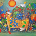 Figurative mixed media painting titled 'Adorable Mother Earth 2', 36x48 inches, by artist Chandana Bhattacharjee on Canvas