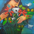 Figurative acrylic painting titled 'Adorable Mother Nature', 48x72 inches, by artist Chandana Bhattacharjee on Canvas