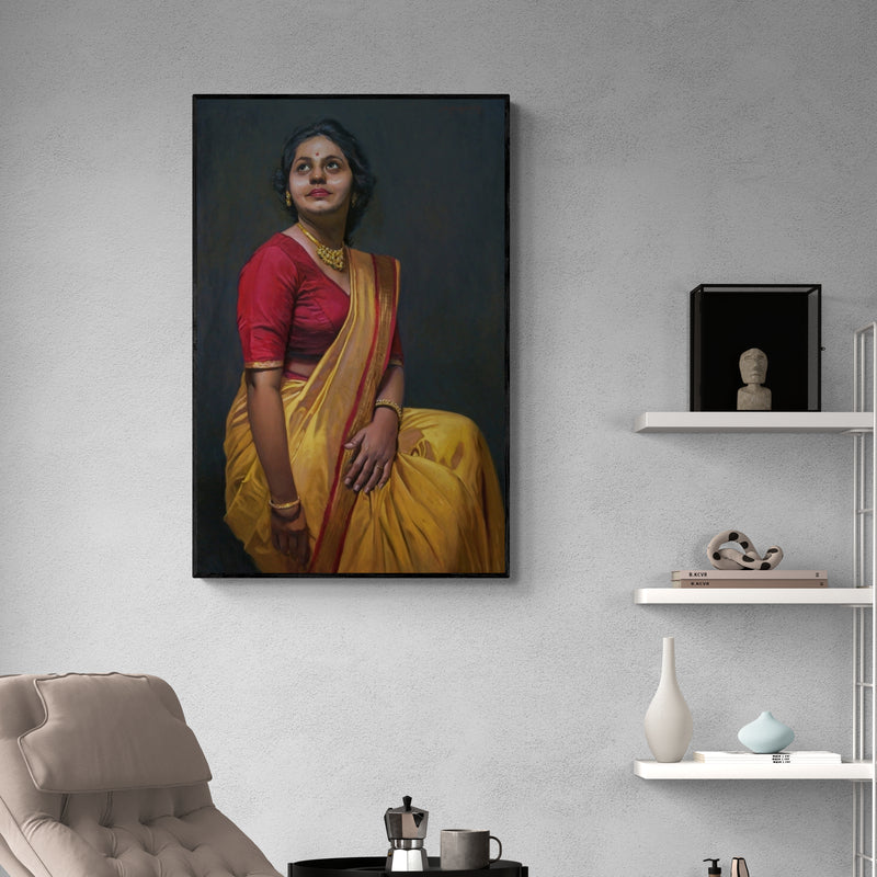 In-situ view of Mahesh Soundatte's 'Adoring The Beauty' painting in a room