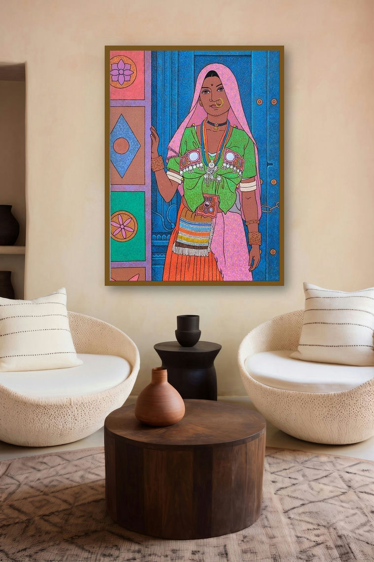 Adorned In Colours by artist Gopal Nandurkar displayed in a Minimalist gallery
