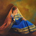 Adornment' figurative oil painting by artist Kamal Rao, 36x44 inch, on canvas